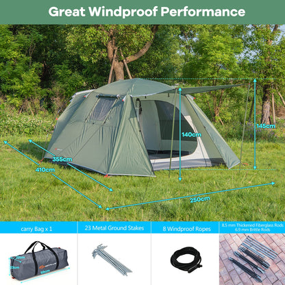 Camping Tent for 4-6 Persons With Front Porch & Back Vestibule