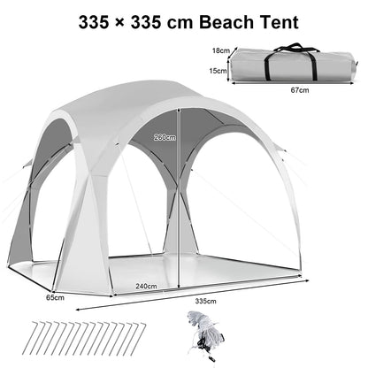 335cm x 335cm Large Sun Shelter for 6-8 People UPF50+ Beach Tent