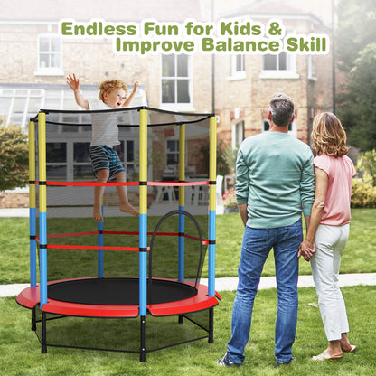 55" Kids Trampoline with Safety Enclosure Net for Boys & Girls Age 3-6
