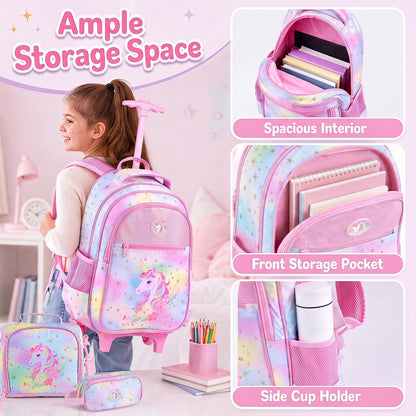Wheeled Backpack with Lunch Box and Pencil Case
