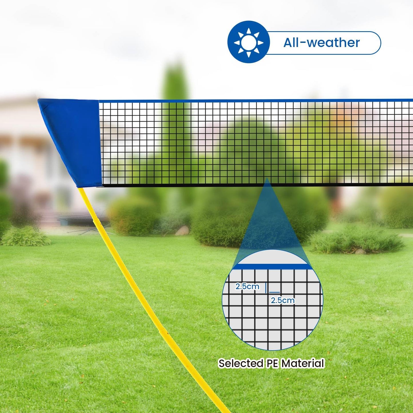 Portable Badminton Net Set with 2 Badminton Rackets 2 Shuttlecocks
