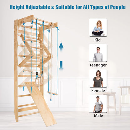 Wooden Rung Wall Climbing Wall Gymnastic Wall for Family