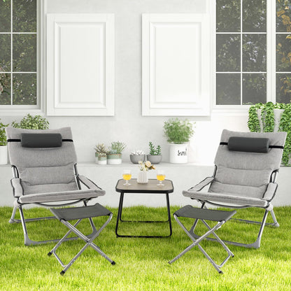 5 Piece Patio Sling Chair Set with Ottoman & Coffee Table