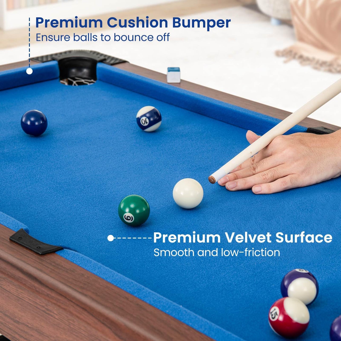 1.2M Pool Table for Kids & Adults for Family Game Bar