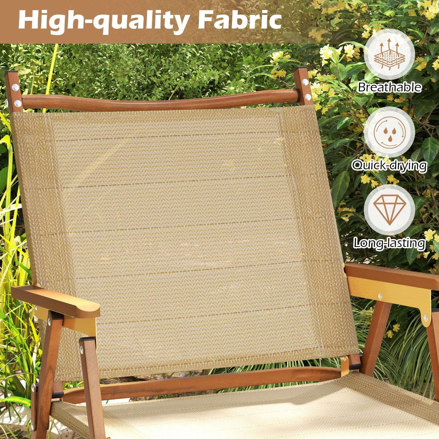 Portable Lawn Chairs Set of 2 with Armrests Folding Camp Chairs