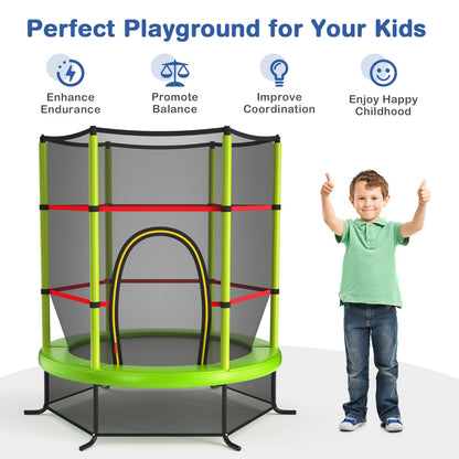 5.3FT Mini Kids Trampoline with 135kg Load Capacity & Enclosure Net