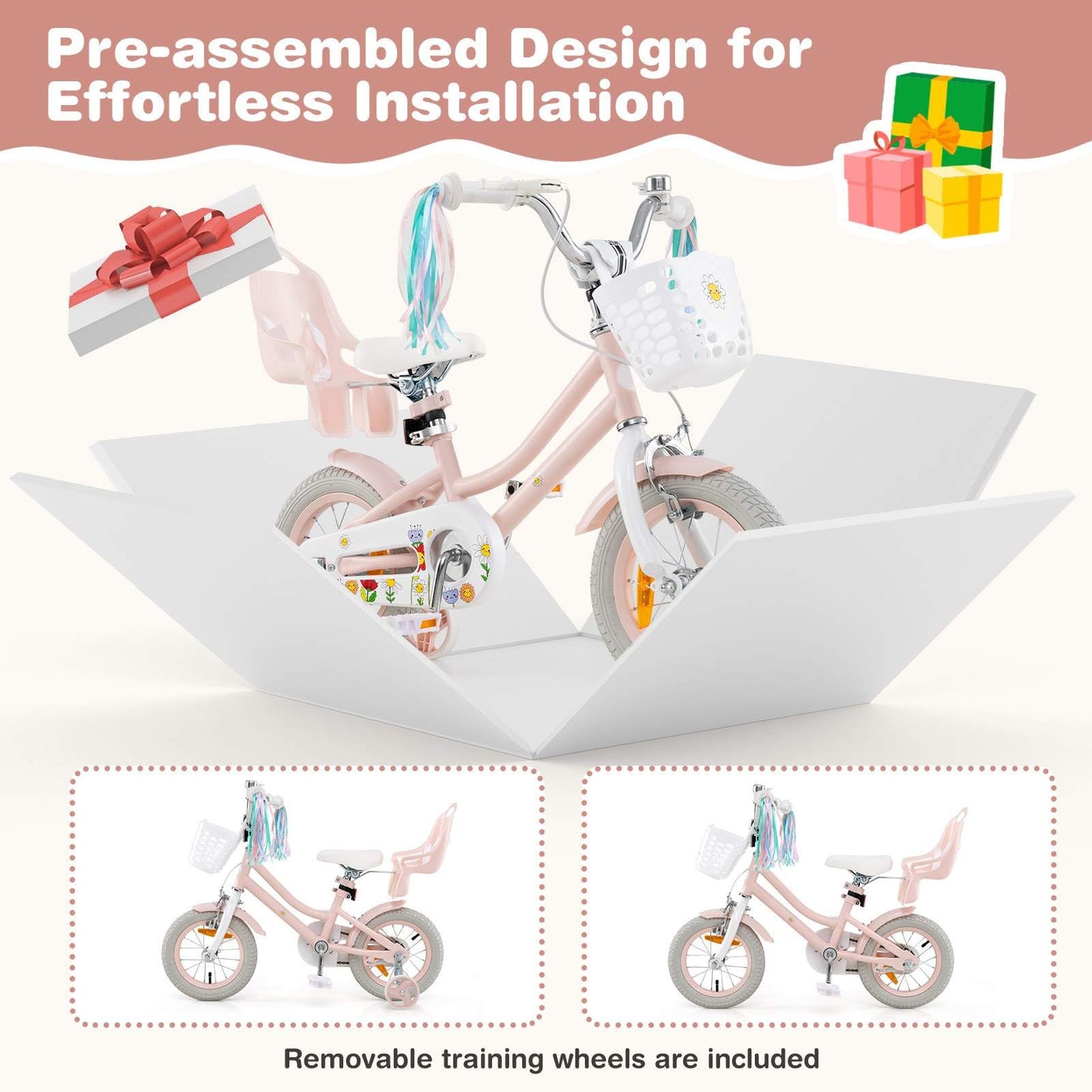 12/14 Inch Children Bicycle w/Detachable Training Wheels