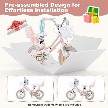 12/14 Inch Children Bicycle w/Detachable Training Wheels