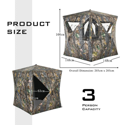 Portable Hunting Blind 3 Person Pop-up Ground Tent w/Gun Ports