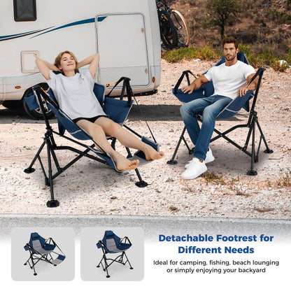 Oversized Hammock Camping Chair with Footrest for Adults with Cup Holder