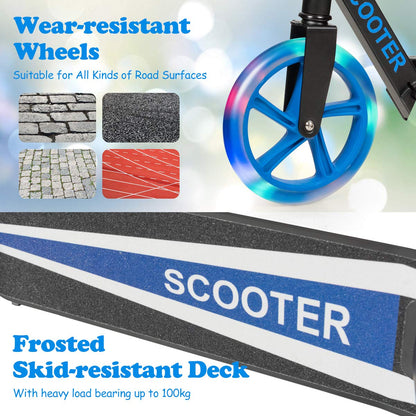Kids Folding Kick Scooter Scooter for Children Teens w/2 Flash Wheels
