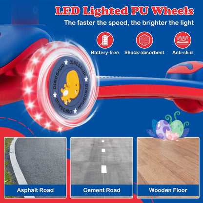 3-Wheel Toddler Kick Scooter with Light-up LED Wheel & Stepless Adjustable Handlebar