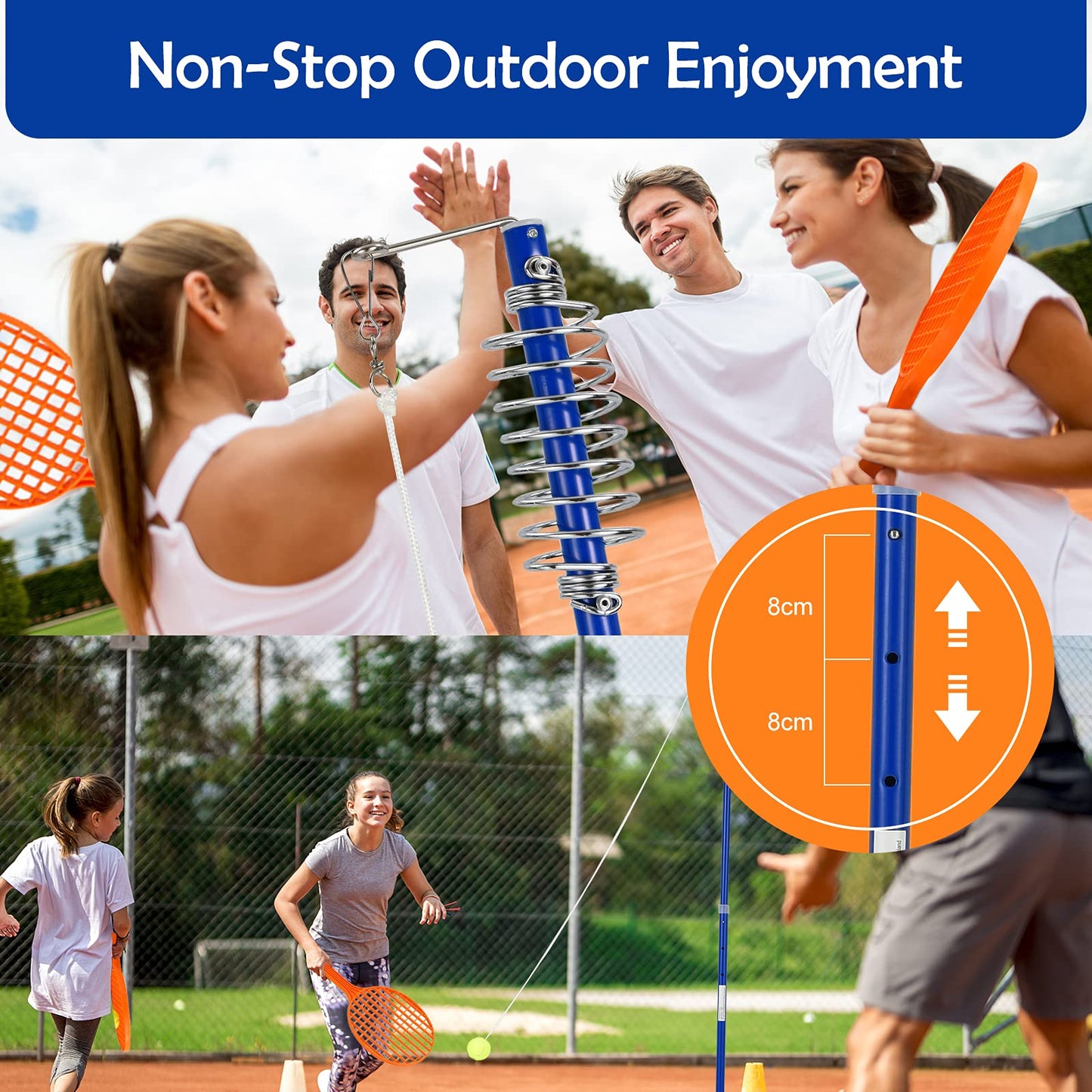 3-Level Height-Adjustable Swing Ball Outdoor Game Set W/Ball and Spiral Coil
