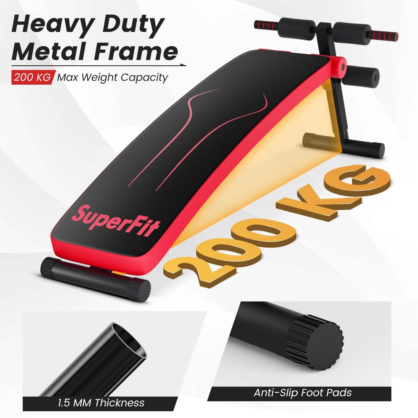 Foldable Adjustable Sit-Up Bench with Crunch Handles