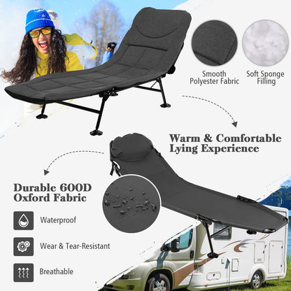 Folding Camping Cot With Detachable Mattress 360° Swivel Foot Cover