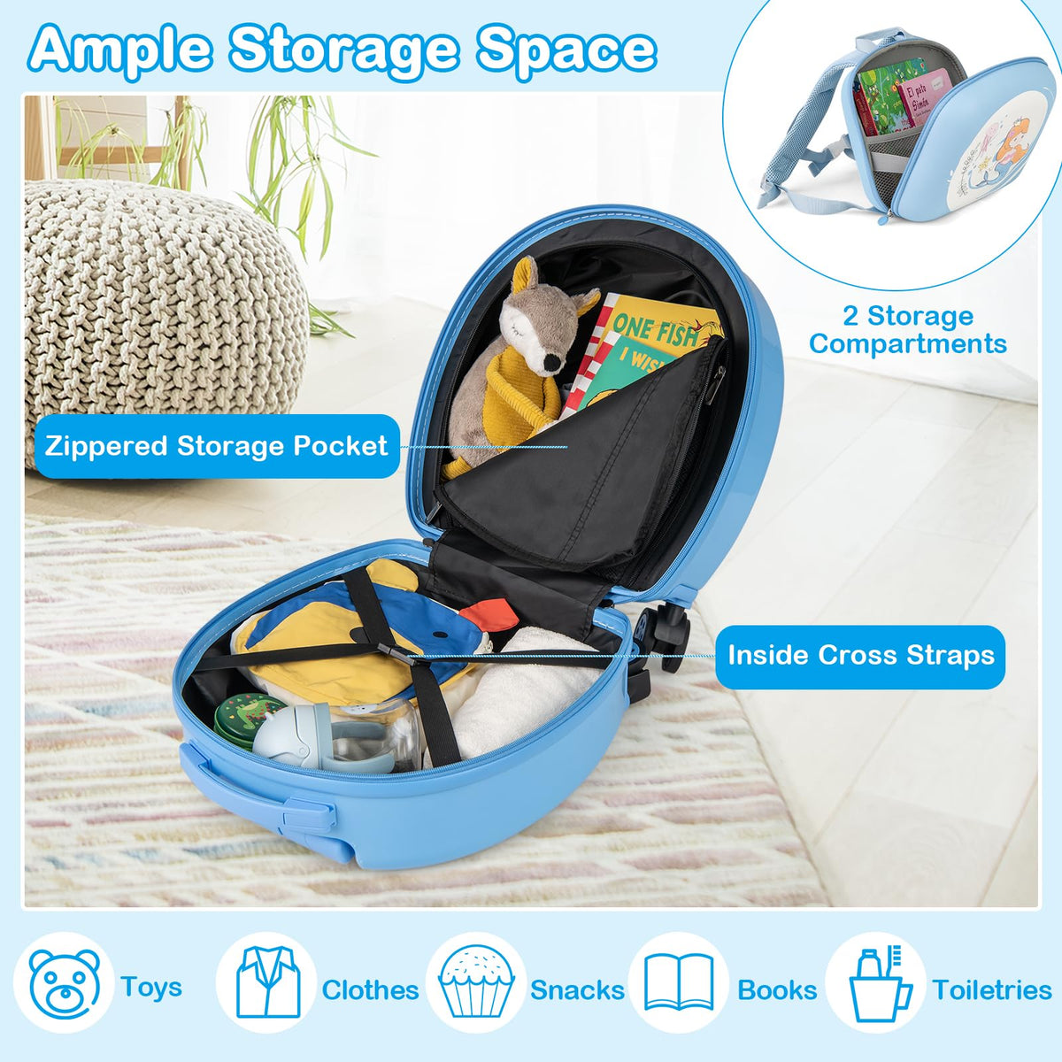 4-Piece Kids Luggage Suitcase Set with 14 Inch Hardside Spinner