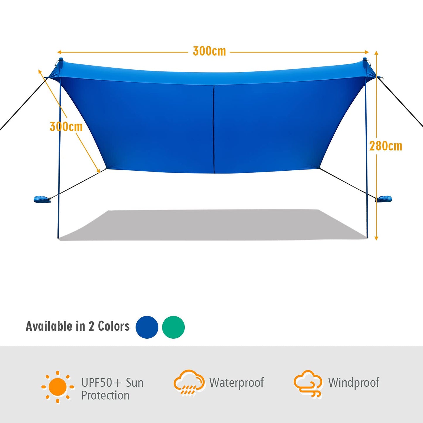 3x2.8 M Beach Sunshade Sun Tent Portable Sun Shade Canopy