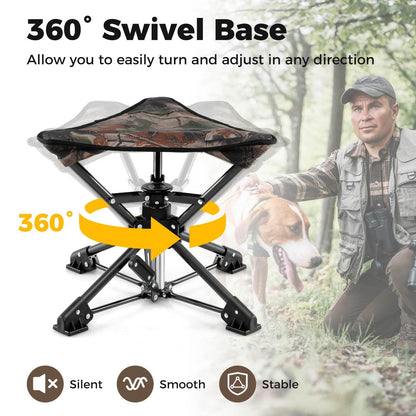 360° Swivel Hunting Chair with Anti-Sink Feet & Lightweight Carry Bag