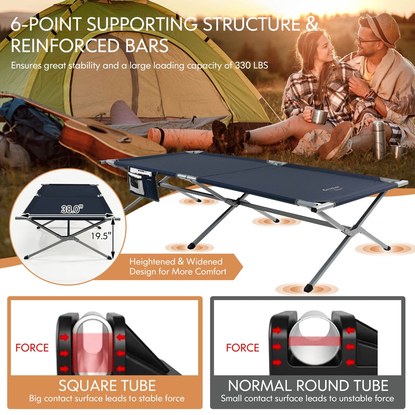 Folding Camping Cot Extra Wide Sleeping Pad for Adults and Children