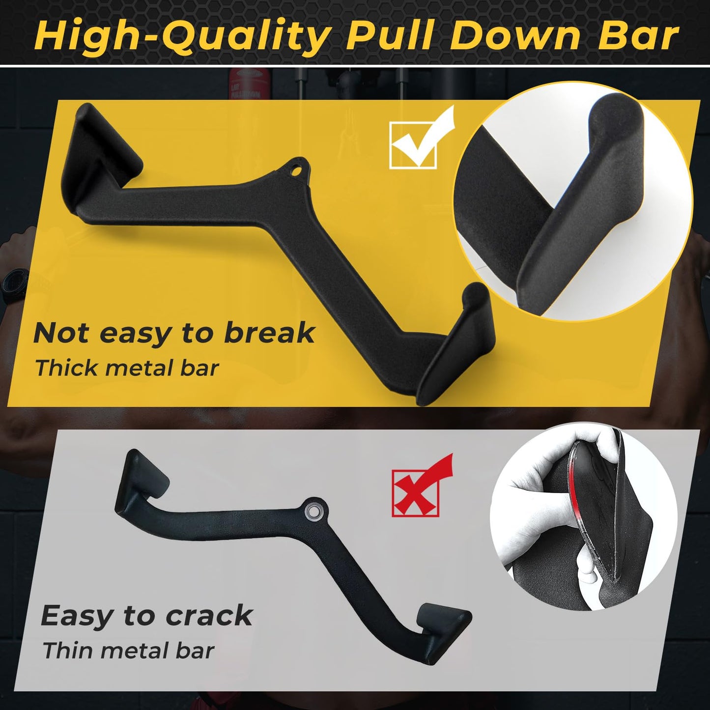 LAT Pulldown Attachment Set, T-bar V-bar Pulley Cable Attachments