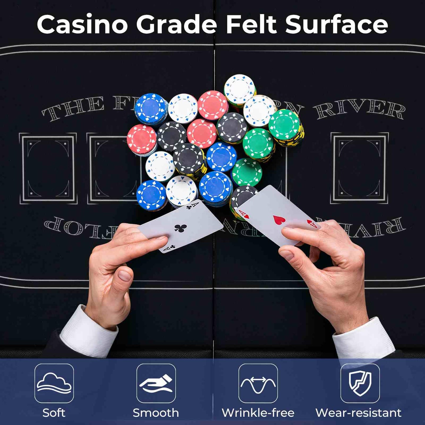 1.8m Foldable Poker Table for 8 Players Portable Oval Card Board Game Table
