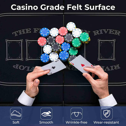 1.8m Foldable Poker Table for 8 Players Portable Oval Card Board Game Table