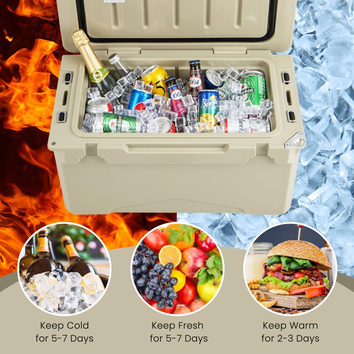 28L Ice Chest with Built-in Bottle Opener Wheels & Handle