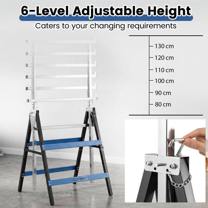 2 Pack Folding Saw Horses Adjustable Height Sawhorse Set with Top Limit Clip