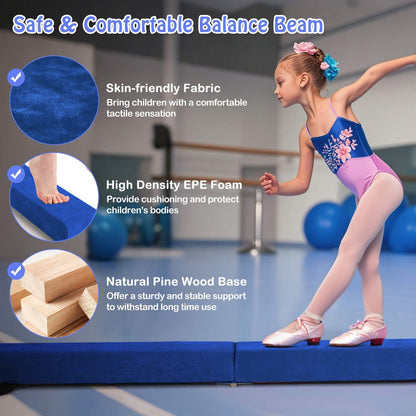 Portable Gymnastic Beam with Solid Wood Base & Anti-Slip Bottom