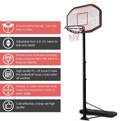 Portable Basketball Hoop 10 Ft Adjustable Height