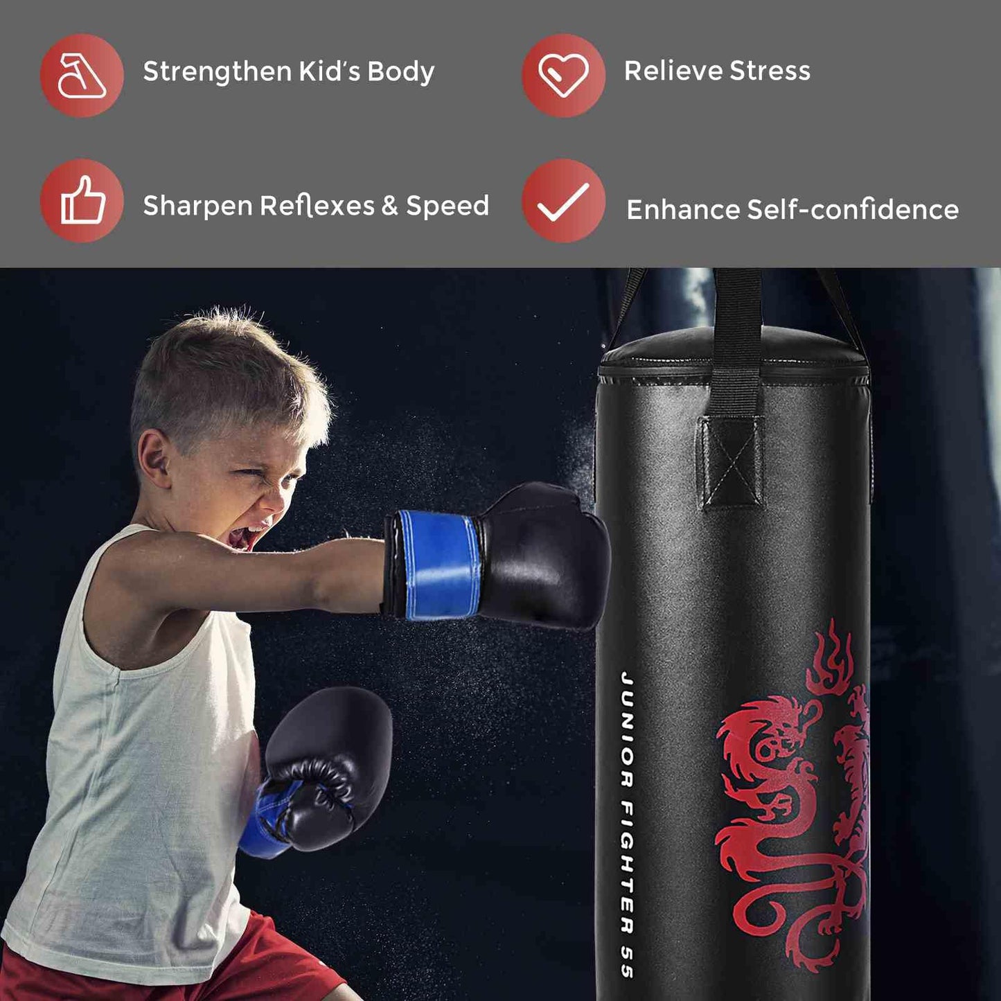 5 Pieces Kids Punching Bag Set Hanging Punching Set with Boxing Gloves