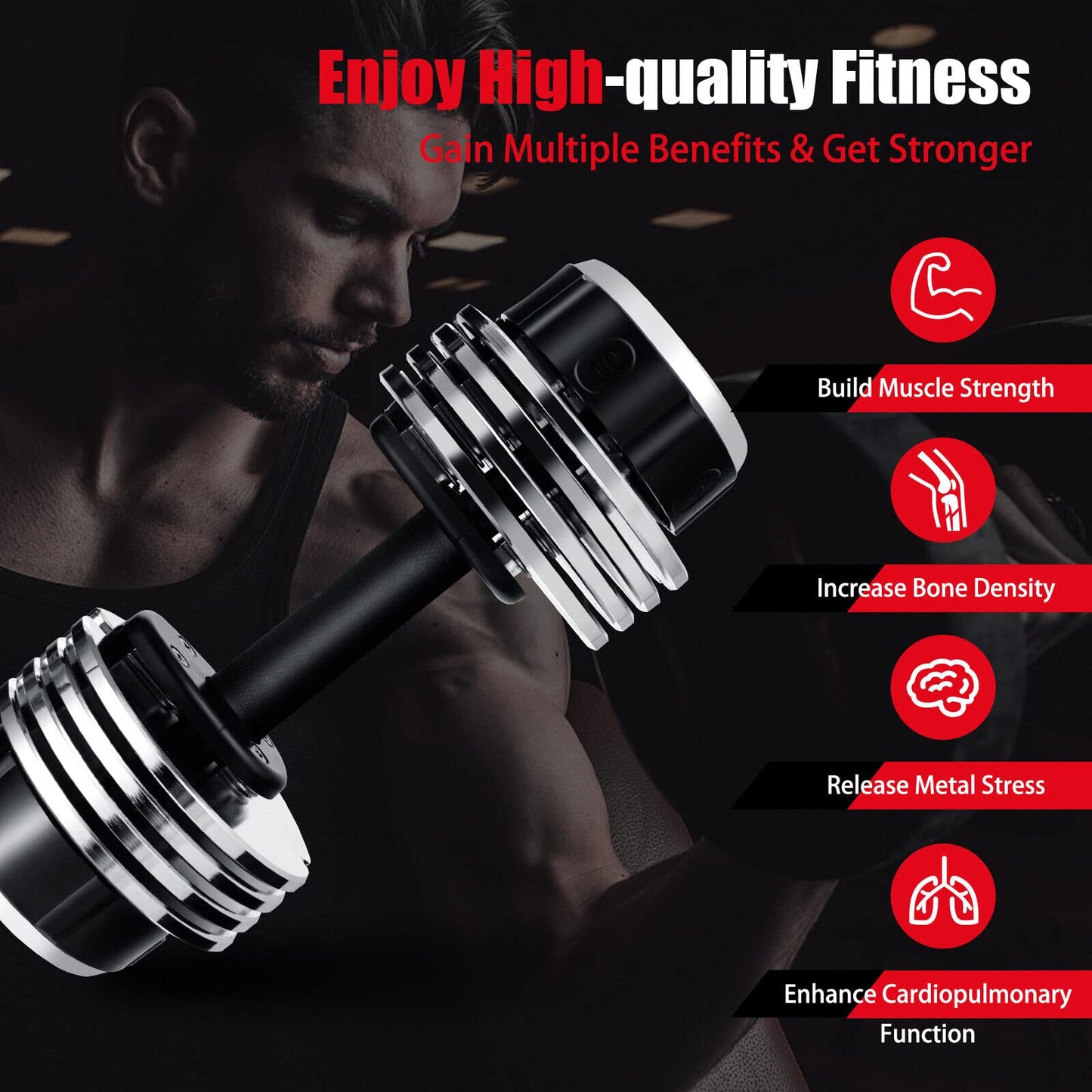 2 PACK Weight Adjustable Dumbbells with Anti-Slip Handle