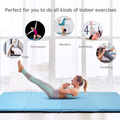 Gymnastics Mat 118cm X 300cm Foldable Gym Exercise Mat with Carrying Handles