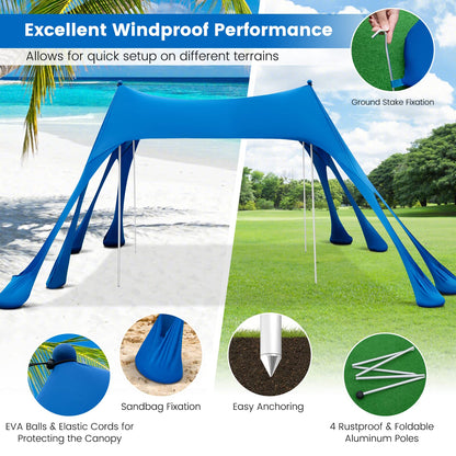 3 x 3m Beach Sunshade Canopy Windproof Sunshade for Beach Camping Patio Trip