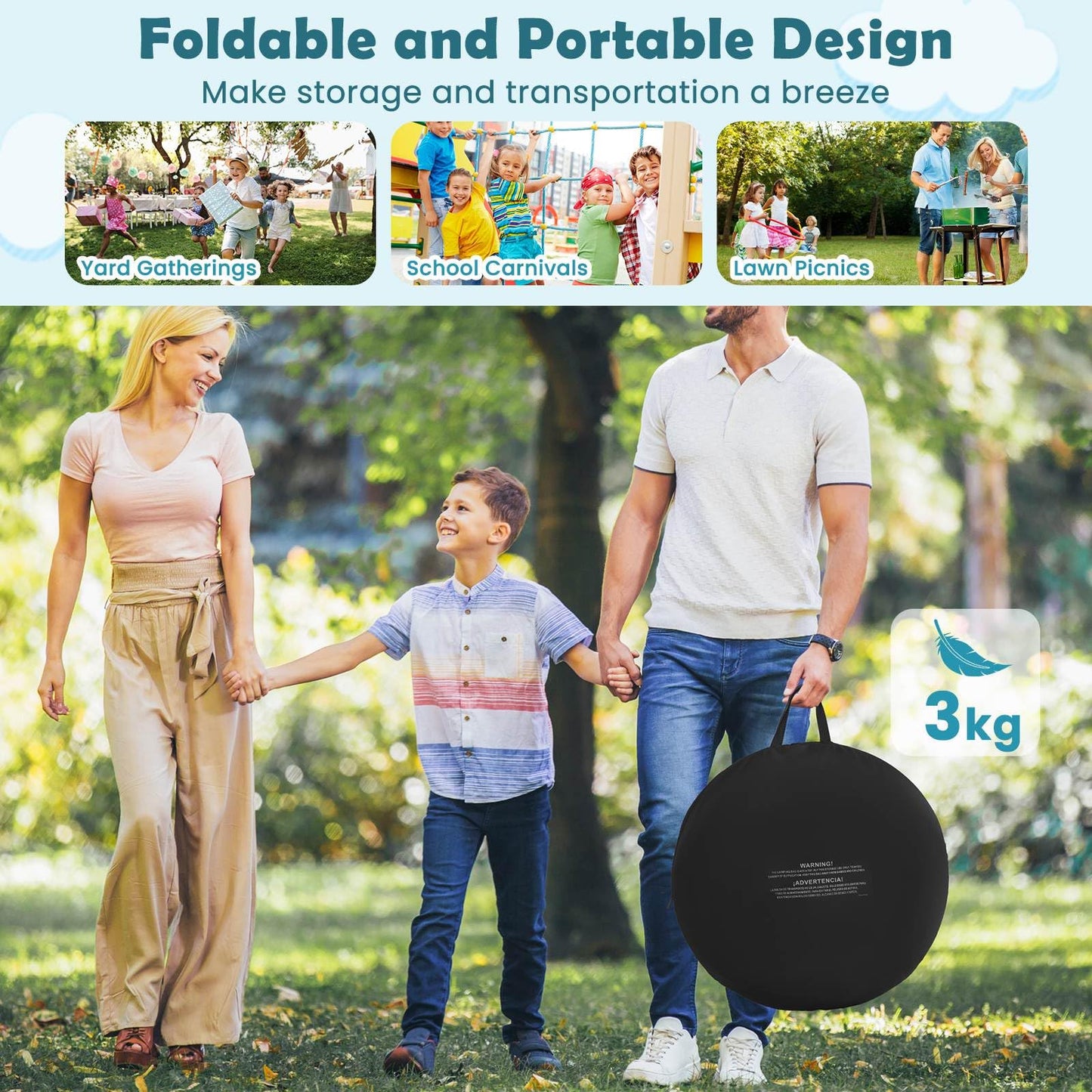Foldable & Portable Dartboard with 4 Kick Balls Carrying Bag for Kids