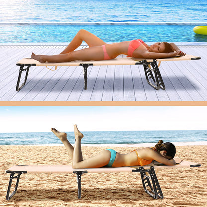 Reclining Beach Chair with Detachable Pillows for Outdoor