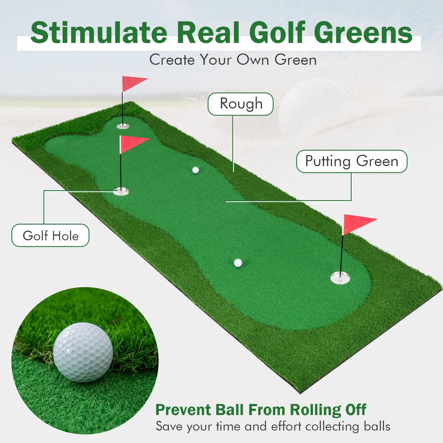 300 cm x 100 cm Golf Putting Green Professional Golf Training Mat