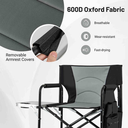 116.5 cm Tall Directors Chair with Foldable Side Table & Footrest