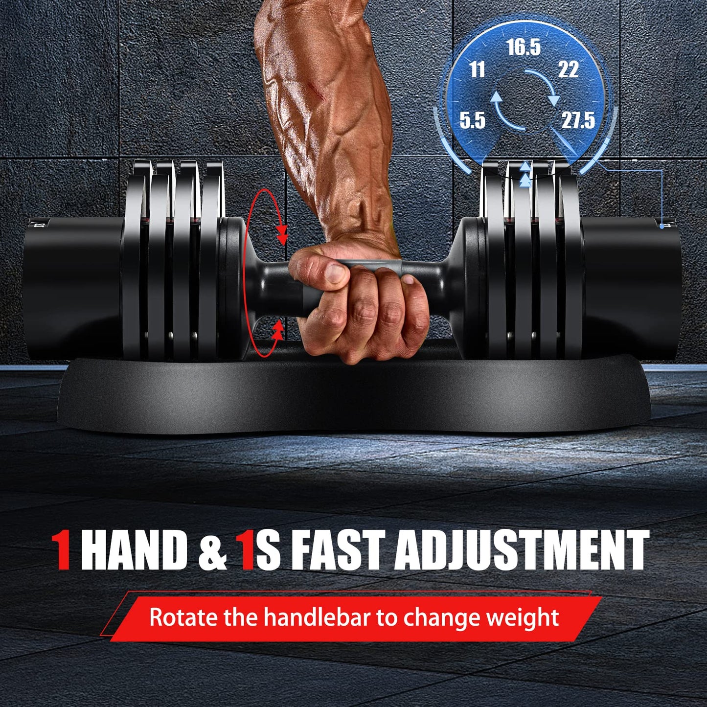 5-in-1 Adjustable Dumbbell Single Dumbbell with Adjustable & Non-Slip Metal Handle