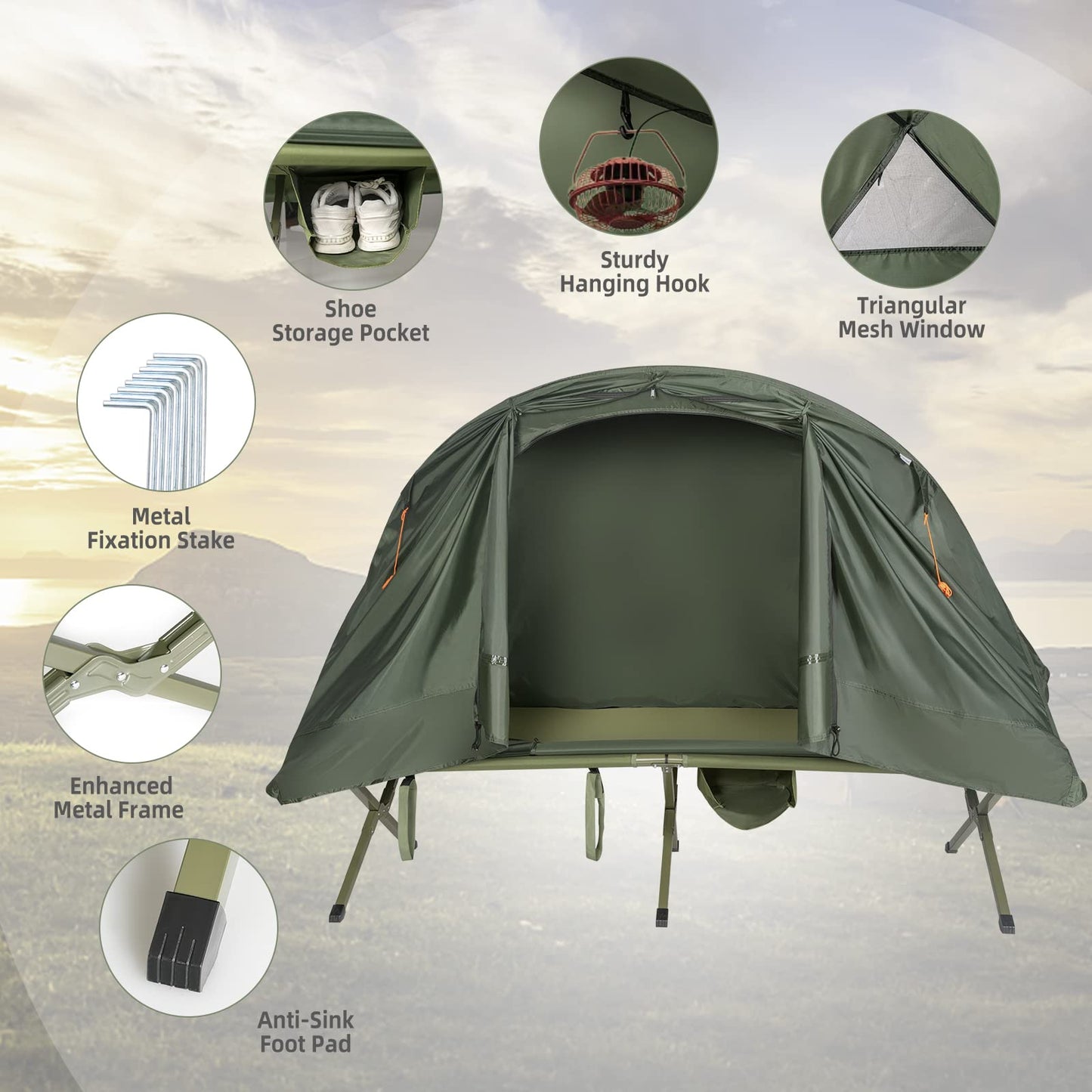 4-In-1 Camping Cot Tent for 1 Person to Use for Outdoor Activities