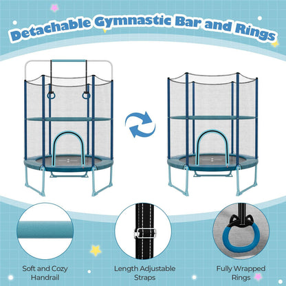 60'' Trampoline with Gymnastic Bar & Rings