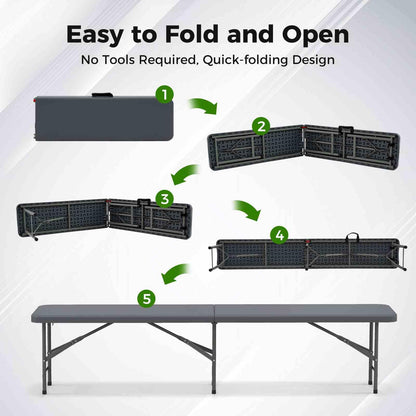 180cm Outdoor Plastic Folding Bench with Handle and Lock