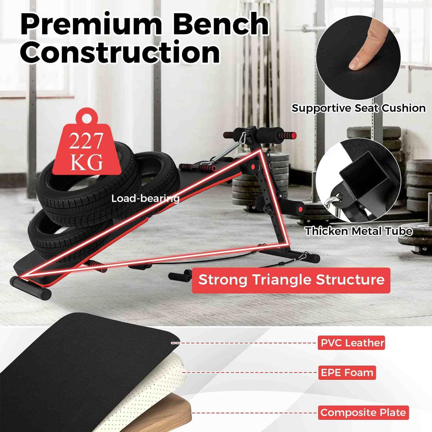 Multifunctional Sit up Bench 4 Position Adjustable Metal Workout Bench