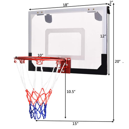 Indoor Basketball Hoop, 18" x 12" Mini Basketball Hoop Set