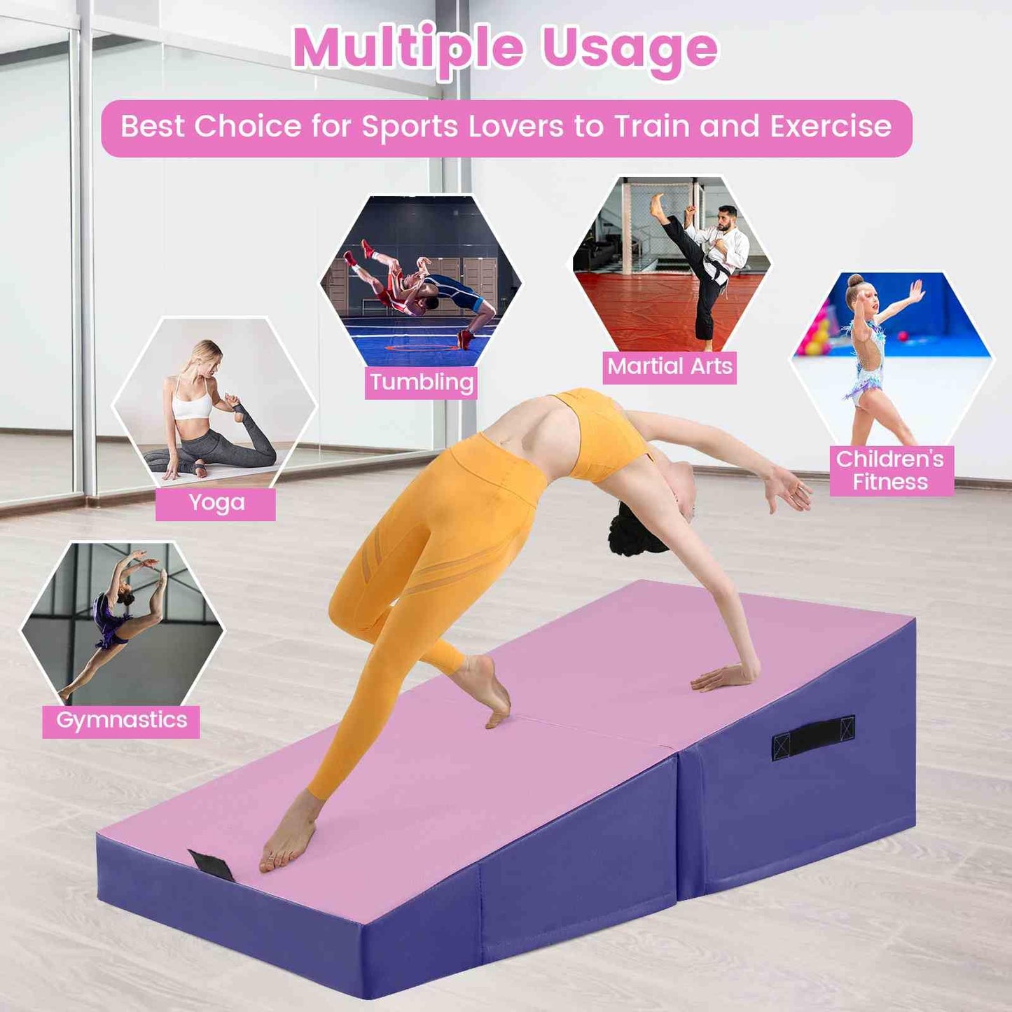 Folding Gymnastic Incline Mat with EPE Foam PVC Cover