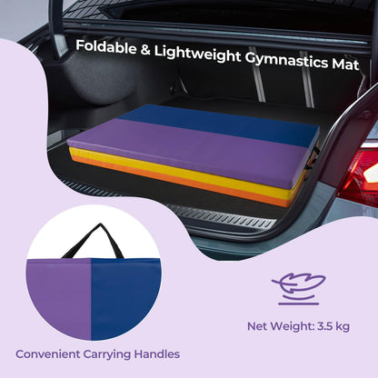 Tri-Fold Thick Tumbling Mat 180 cm x 120 cm x 4 cm with Hook & Loop Fasteners