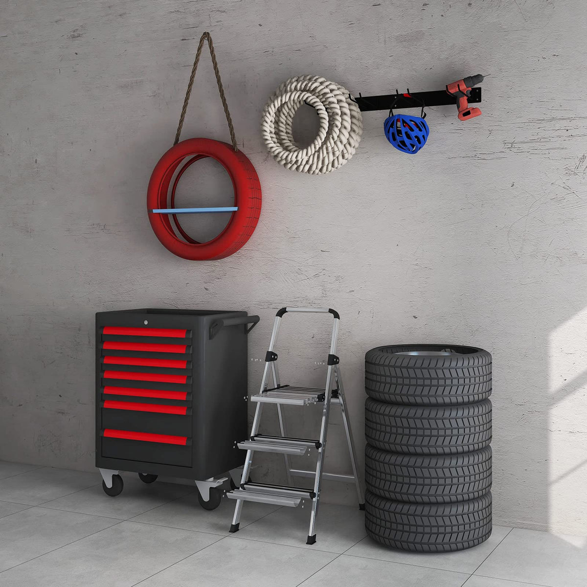 Garden Tool Organizer with 8 Hooks for Home/Office/Garage