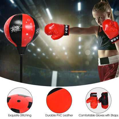 Inflatable Boxing Ball with Boxing Gloves & Air Pump & Stand