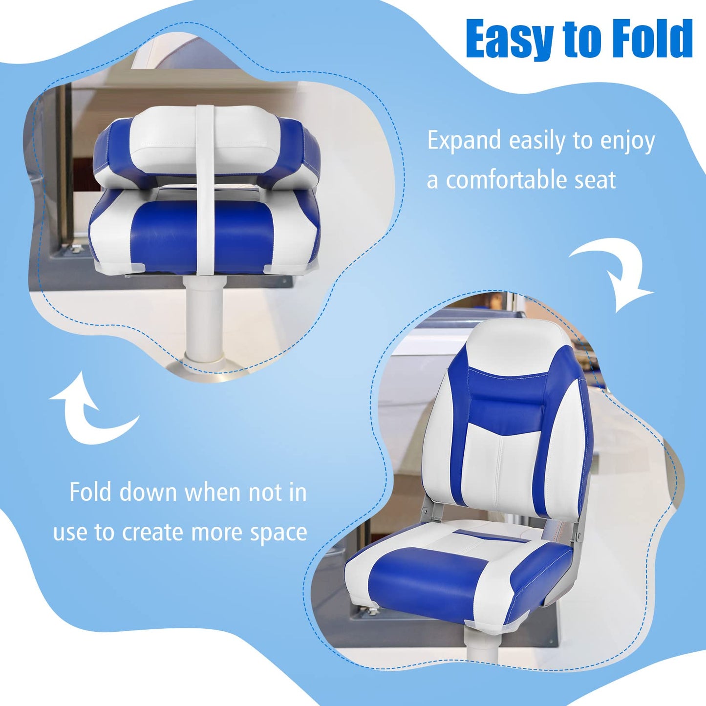 High Back Boat Seat with High-density Sponge Cushion