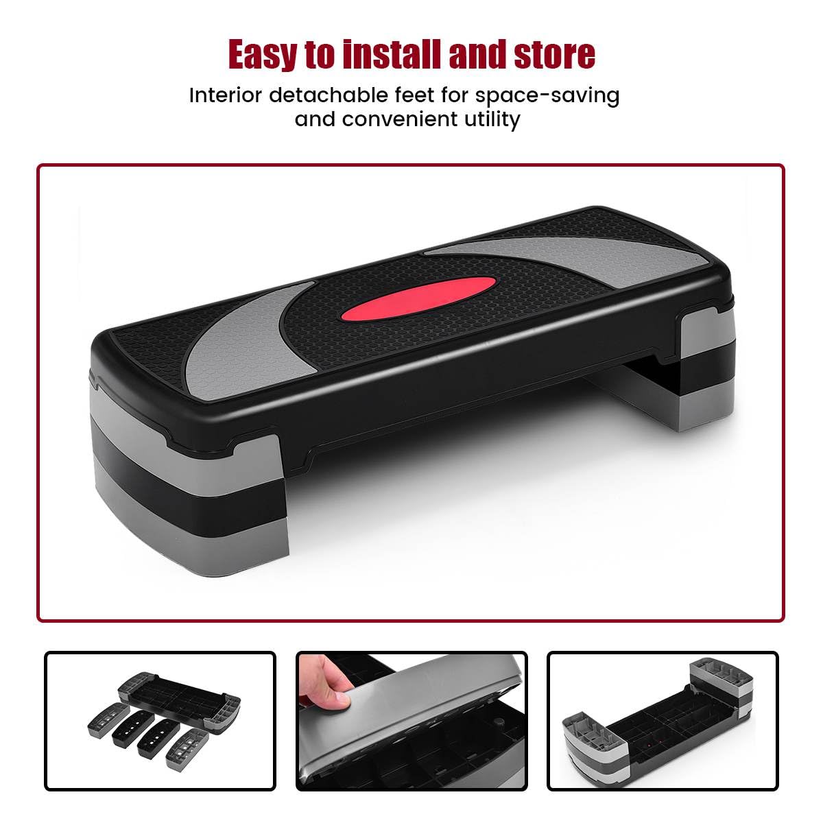 Fitness Aerobic Stepper with 10-15-20 CM Adjustable Risers